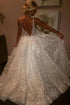 Sequins V Neck Ivory Backless A Line Sleeveless Elegant  Prom Dresses MOS19